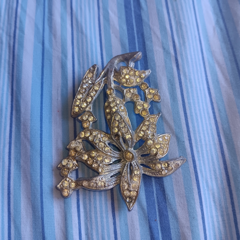 Elegant Silver Floral Brooch